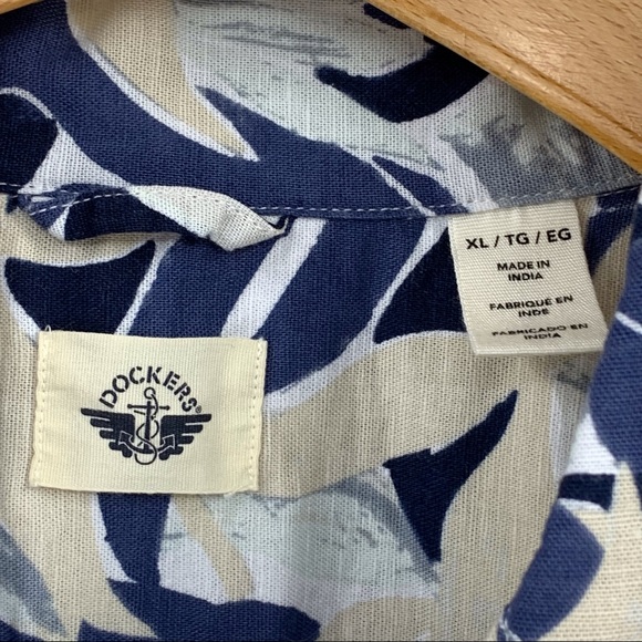 Dockers NWT Floral Patterned Short Sleeve Button Front Cotten & Linen Shirt, XL - Picture 11 of 14